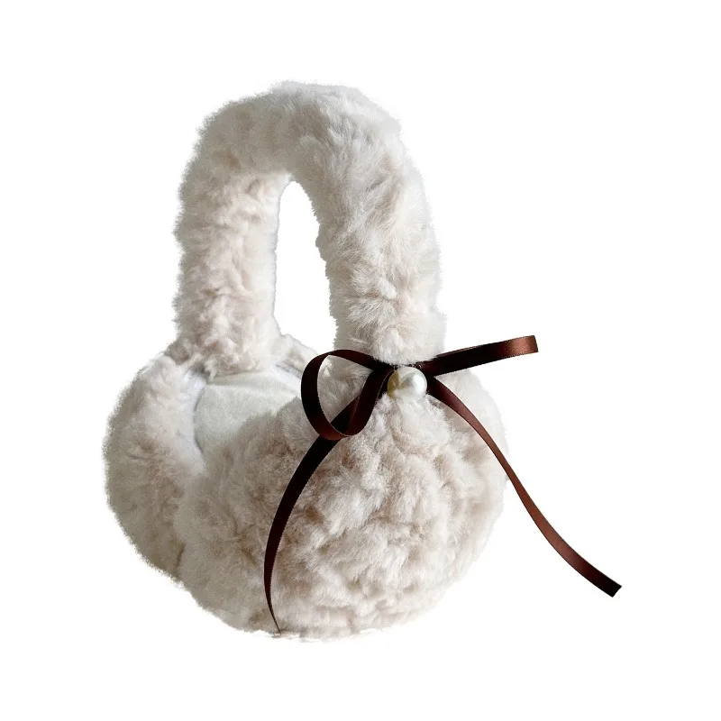 1 шт., зимние теплые плюшевые серьги с жемчугом и бантом для студенток, ветрозащитные теплые серьги с защитой ушей