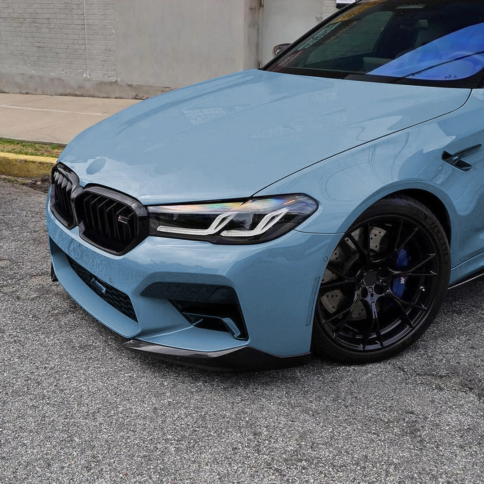 Front Bumper Side Spoiler Lip Corner Cover Lower Splitter Protector Kit For BMW F90 M5 LCI 2021-2024 Sedan 4-Door M5 Competition