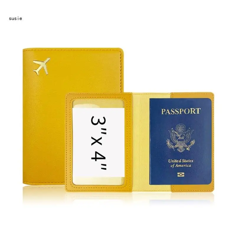 X7YA Stylish Lover Couple Passport Holder Hot Stamping Simple Plane Gift for Weddings