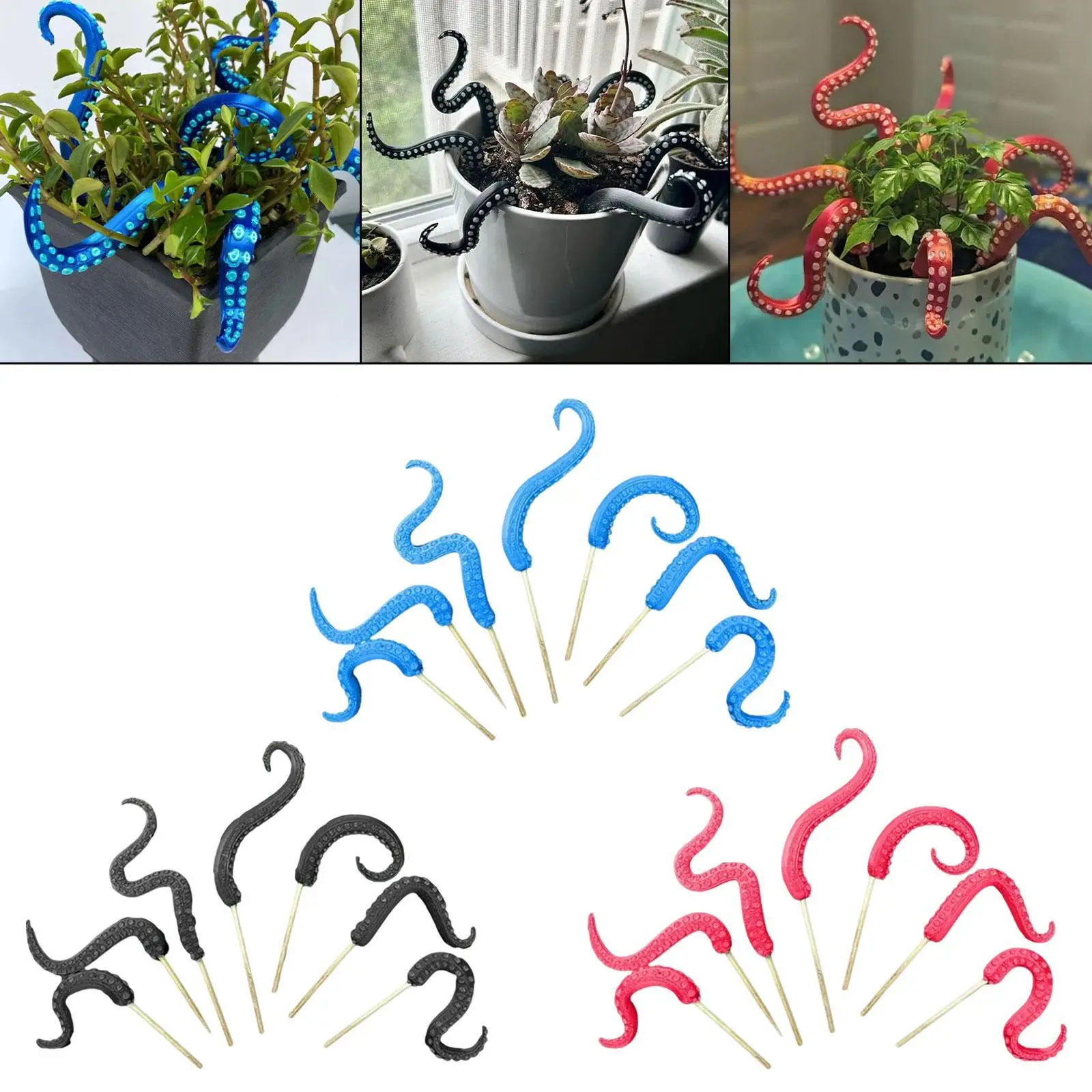 

7x Octopus Tentacle Plant Stakes Fun Creative Flowerpot Decor Garden Stakes