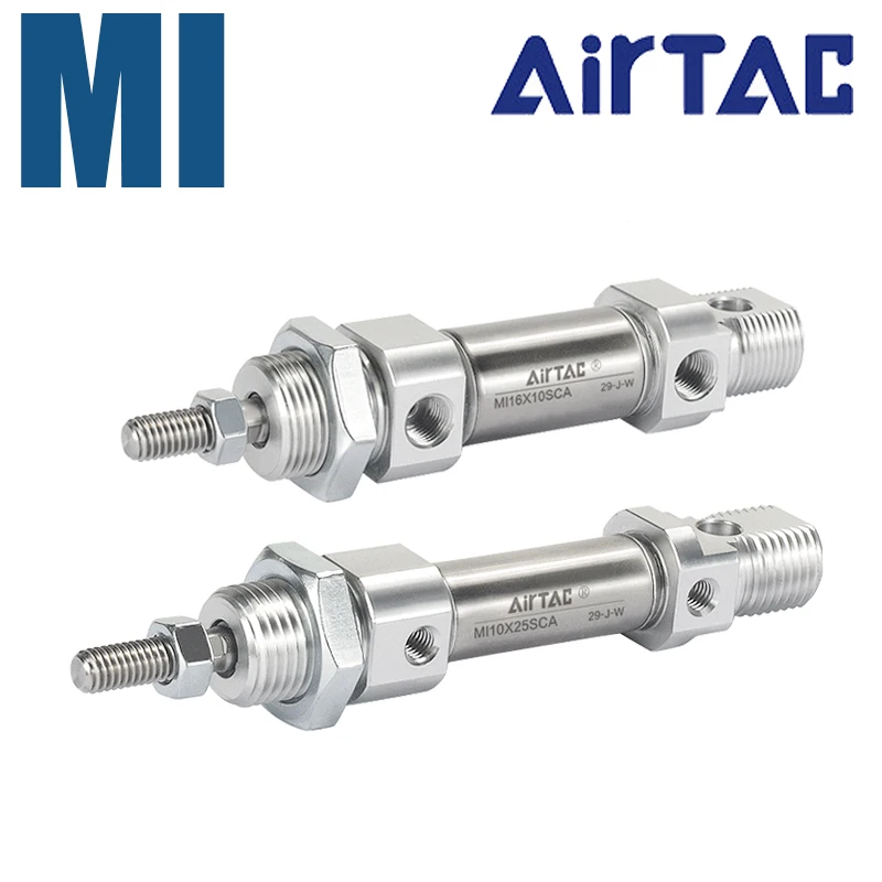 AirTAC MI8/10/12/16/20/25/32 Mini Air Cylinder Single Rod Double Action Stainless Steel Pneumatic Cylinder All Bore & Stroke