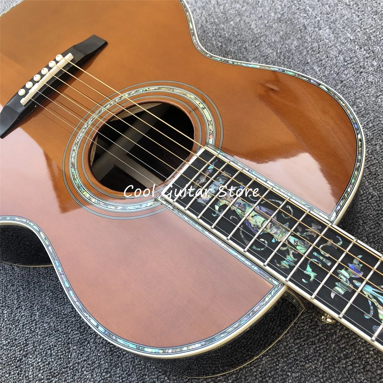 6 Strings Acoustic Guitar with Solid Cedar Top, 100% All Real Abalone,Custom Design, 00045 Model,Free Shipping