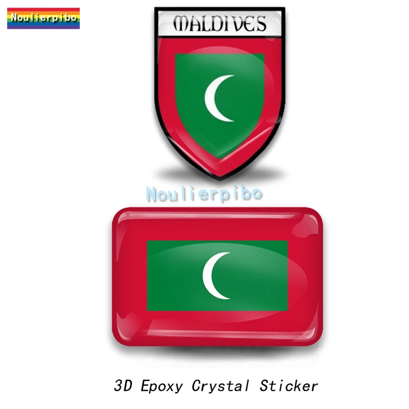 

3D Epoxy Resin Car Dome Sticker Maldives Flag Emblem PVC Car Bumper Window Motorcycle Helmet Laptop Vinyl Phone Decal