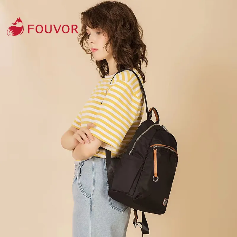 FouEisCanvas-Sac à dos en nylon étanche pour femme, petit sac à dos de sport de voyage, sac d\'école tendance, étudiant, adolescent, 2828-14