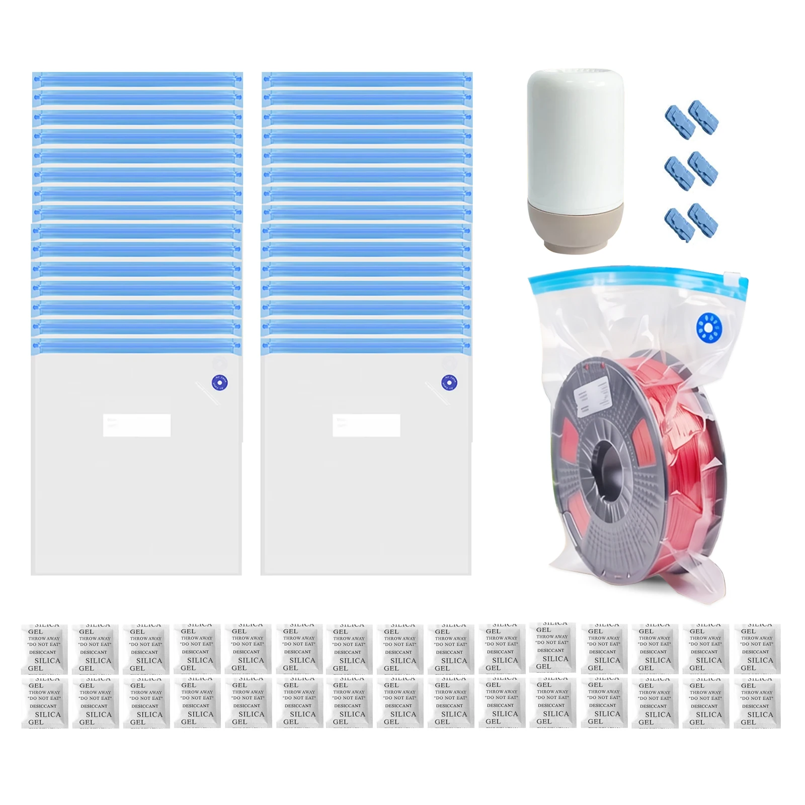 JuWecubic Filament Storage Bags, 30 Pack 11.8" x 13.4" Vacuum Storage Bags for 3D Printer Filament Storage