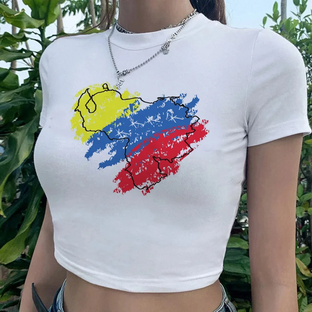 Venezuela 2000s cyber y2k trashy crop top Woman streetwear  vintage aesthetic Kawaii tshirt