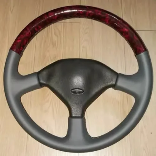 Imagen 1 del producto Para mitsubishi pagero GLX 1994 1995 1996 Accesorio de cubierta de volante antideslizante negro cosido a mano