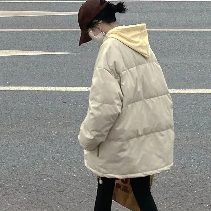 Abrigo de algodón de plumón para mujer, chaqueta de uniforme de béisbol, Parkas cortas para estudiante, ropa de abrigo cálida suelta, abrigo versátil, nuevo, invierno, 2023