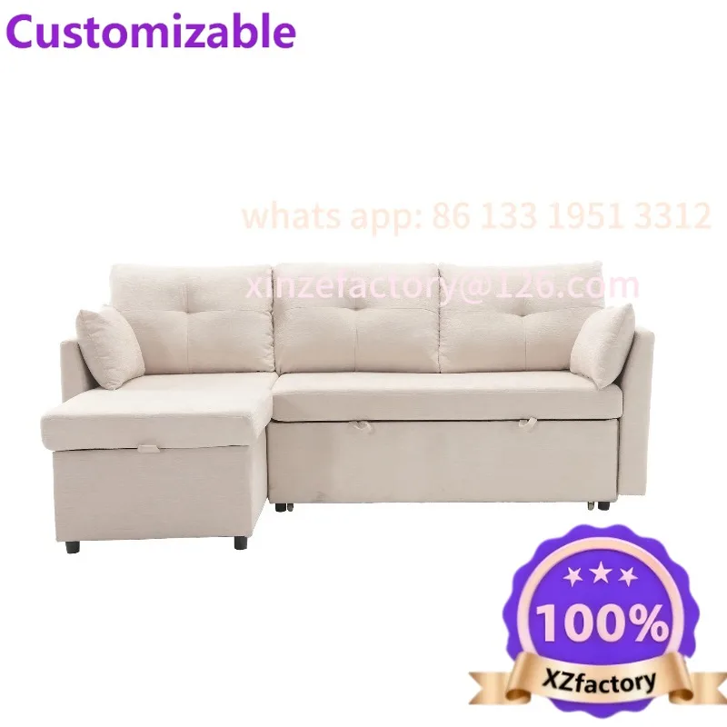 Customizable Canapé modulaire fonctionnel LVHOM (en forme de L) avec une chaise longue réversible et un espace de rangement extr