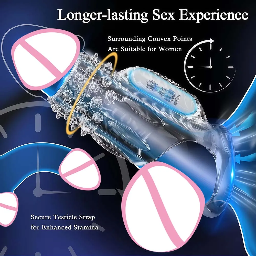Penis Sleeve Extensions Condom Male Enlargement Delay Vibrators Clits Massager Cock Ring Vibrating Penis Cover Sex Toys for Men - Image 3