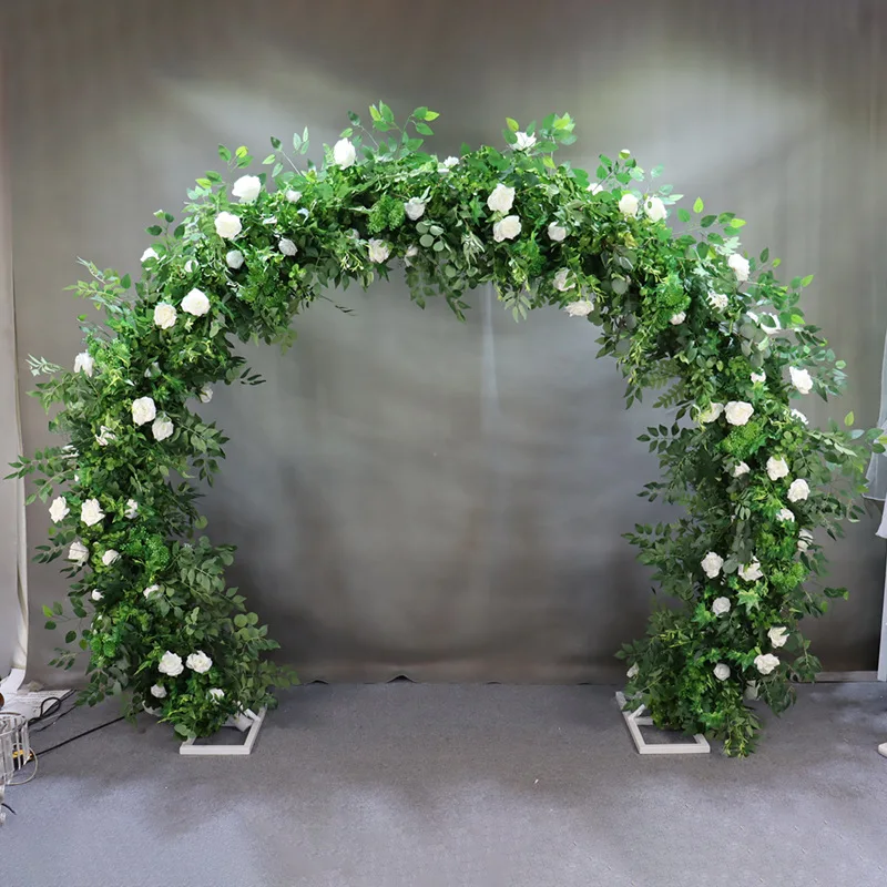 

Western-style wedding Mori background decoration simulation green plant rose arch flower stage arrangement round flower gate roa