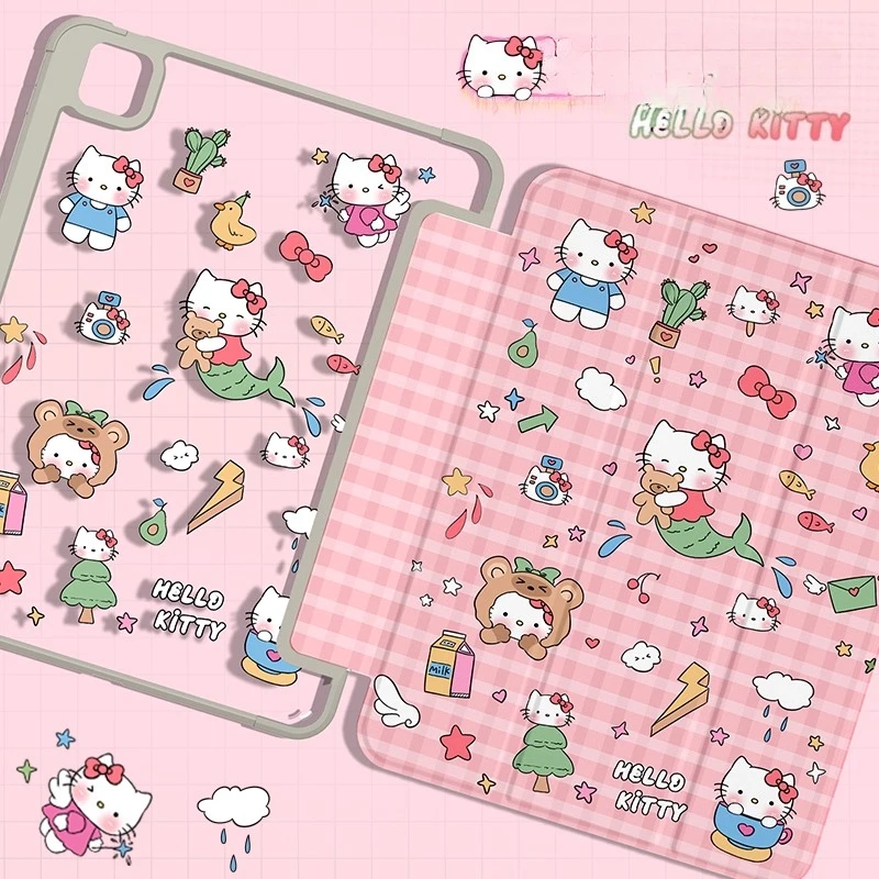 MINISO Hello Kitty para ipad Funda iPad A16 11in Pro4 5 6 Funda para tableta Ipad Air3 4 5 Mini 6 7 10th 11th Gen Funda protectora