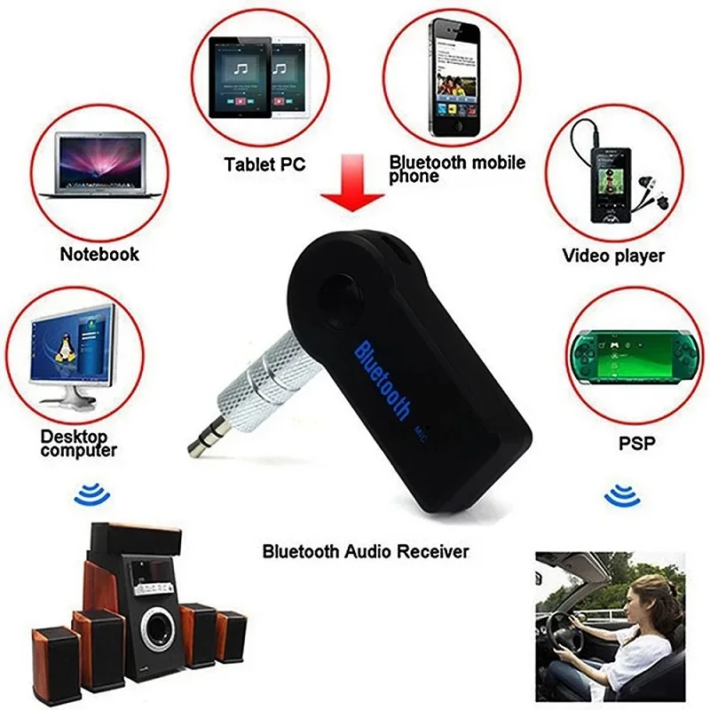 Adaptador receptor 2 em 1 sem fio Bluetooth 5.0 Jack de 3,5 mm para música de carro Áudio Aux A2dp Receptor de fone de ouvido viva-voz