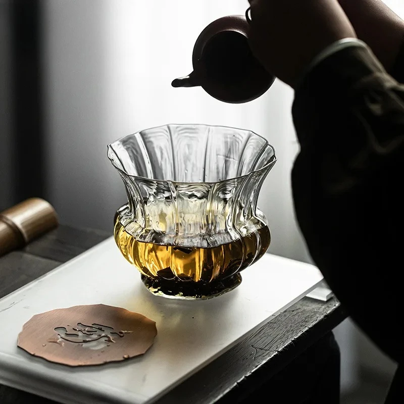 

600 мл Прозрачный стеклянный контейнер для слива воды и отходов Jianshui Zen Lotus, для чая, бытовой, для кафе, декоративный элемент