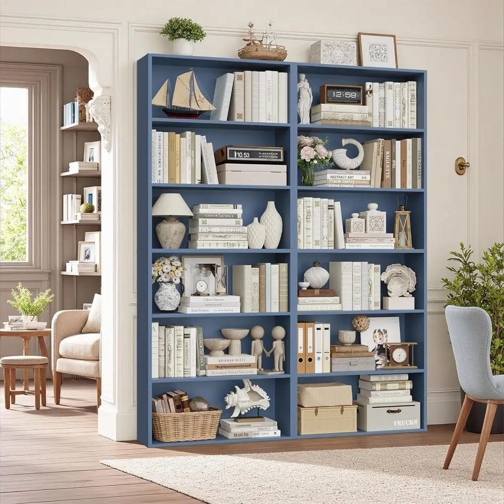

OTOSOK 6-Tier Open Bookcase and Bookshel, reestanding Display Storage Shelves Tall Bookcase or Bedroom, Living Room and Oice,Blu