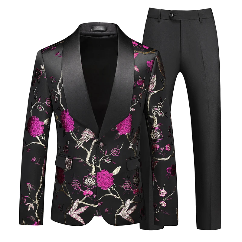 Men's Plus Size Slim Fit Fashion Single-Button Suit Jacket + Pants - Image 4