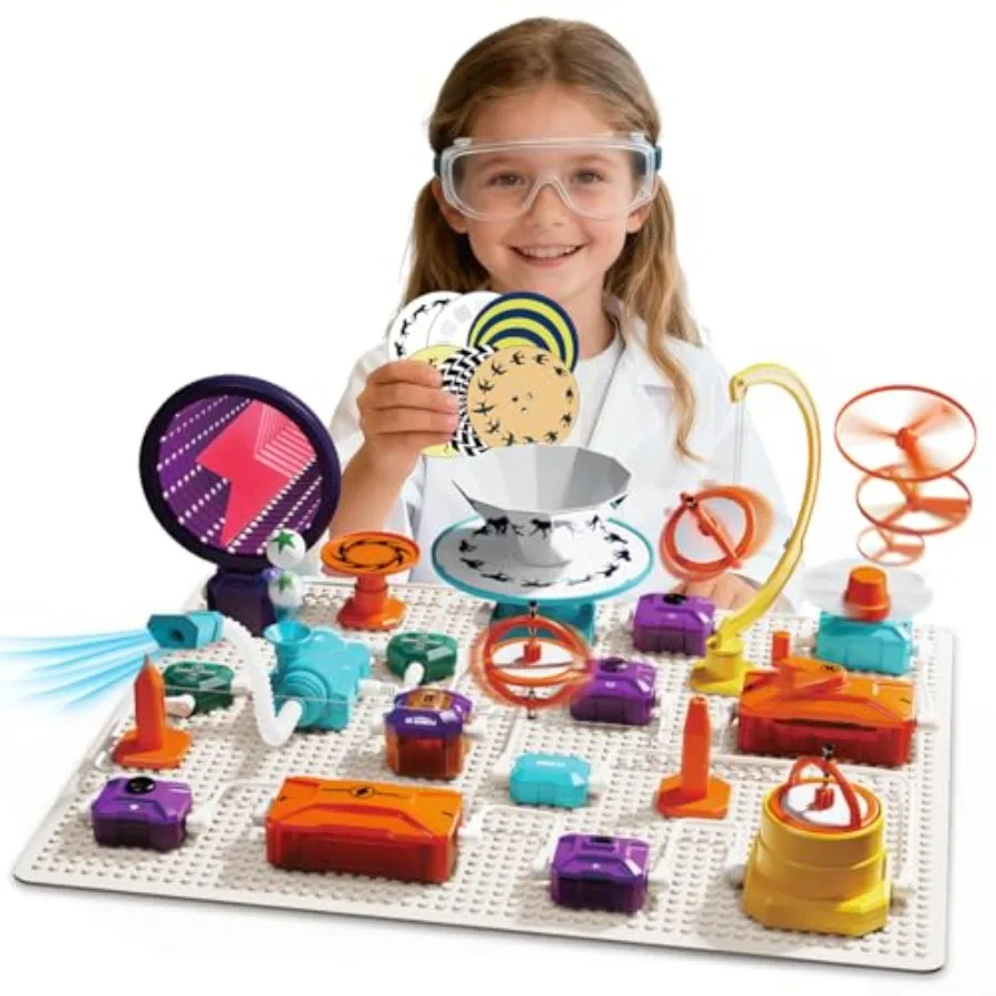 

Circuits Science Kit for STEM education: 76 projects with fan and RGB lights, circuit board toy for kids, learning through hand