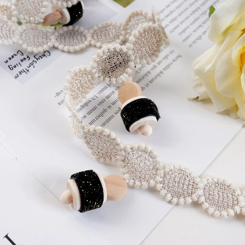 QGVLish 3M/lot Wood Balls Curtain Tassel Fringe Lace Trim DIY Stage Valance Edge Decor Lace Ribbon Belt Curtain Accessories