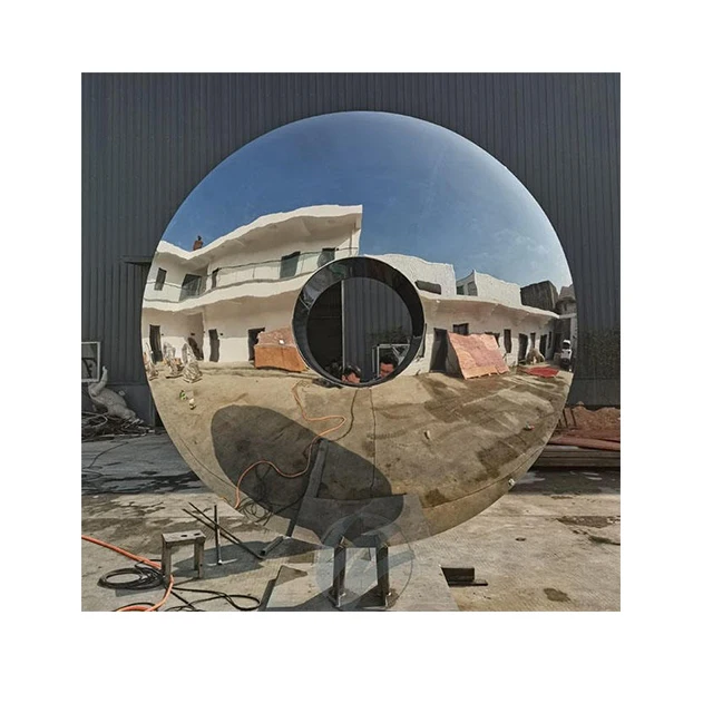 Custom Large Metal Statue Outdoor Polished Stainless Steel Sculpture Metal Art Mirror Circle Garden Sculpture