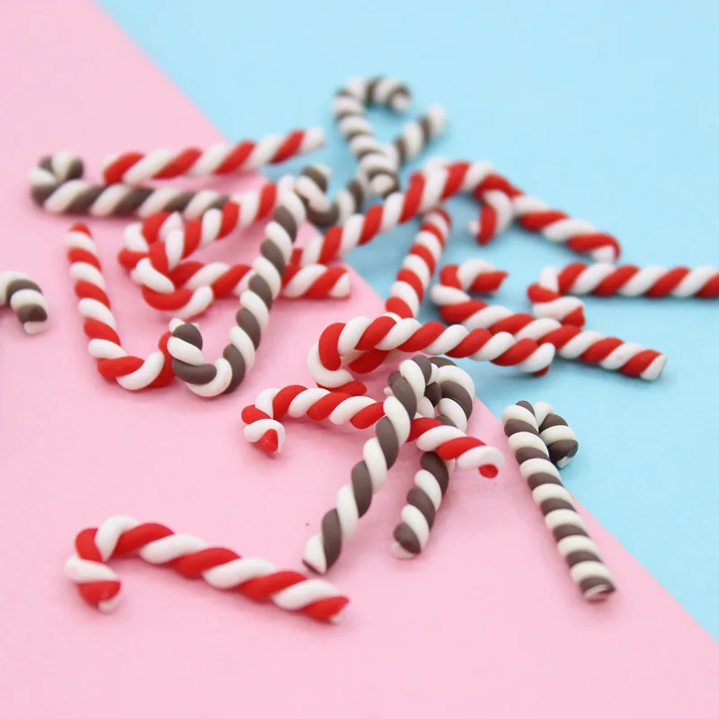 10pcs Resin Christmas Candy Cane Decoration Scrapbooking Accessories Supplies Miniature Lanar Flatback Craft Material Items Diy
