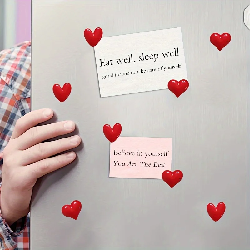 6pcs Strong Metal Heart-Shaped Refrigerator Magnets - Decorative Fridge Magnets for Photos, Memos, Whiteboards