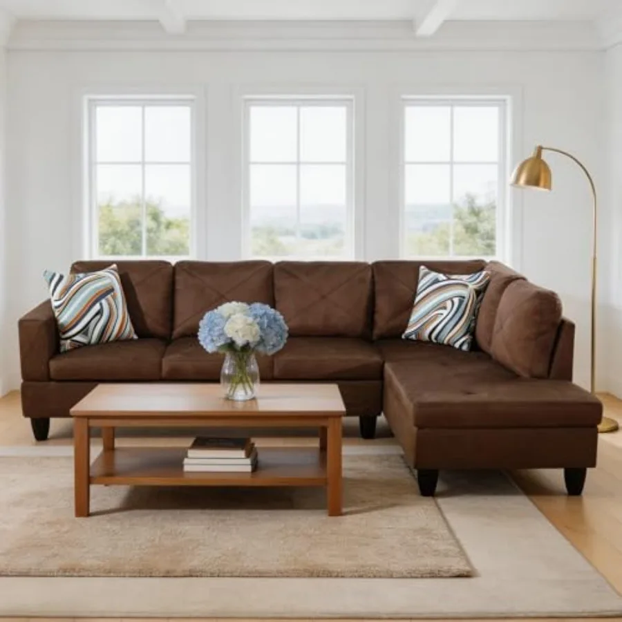 

L-Shaped Sectional Sofa, Modern 4-Seat with Right Facing Chaise, Sectional for Living Room, Apartment, Office
