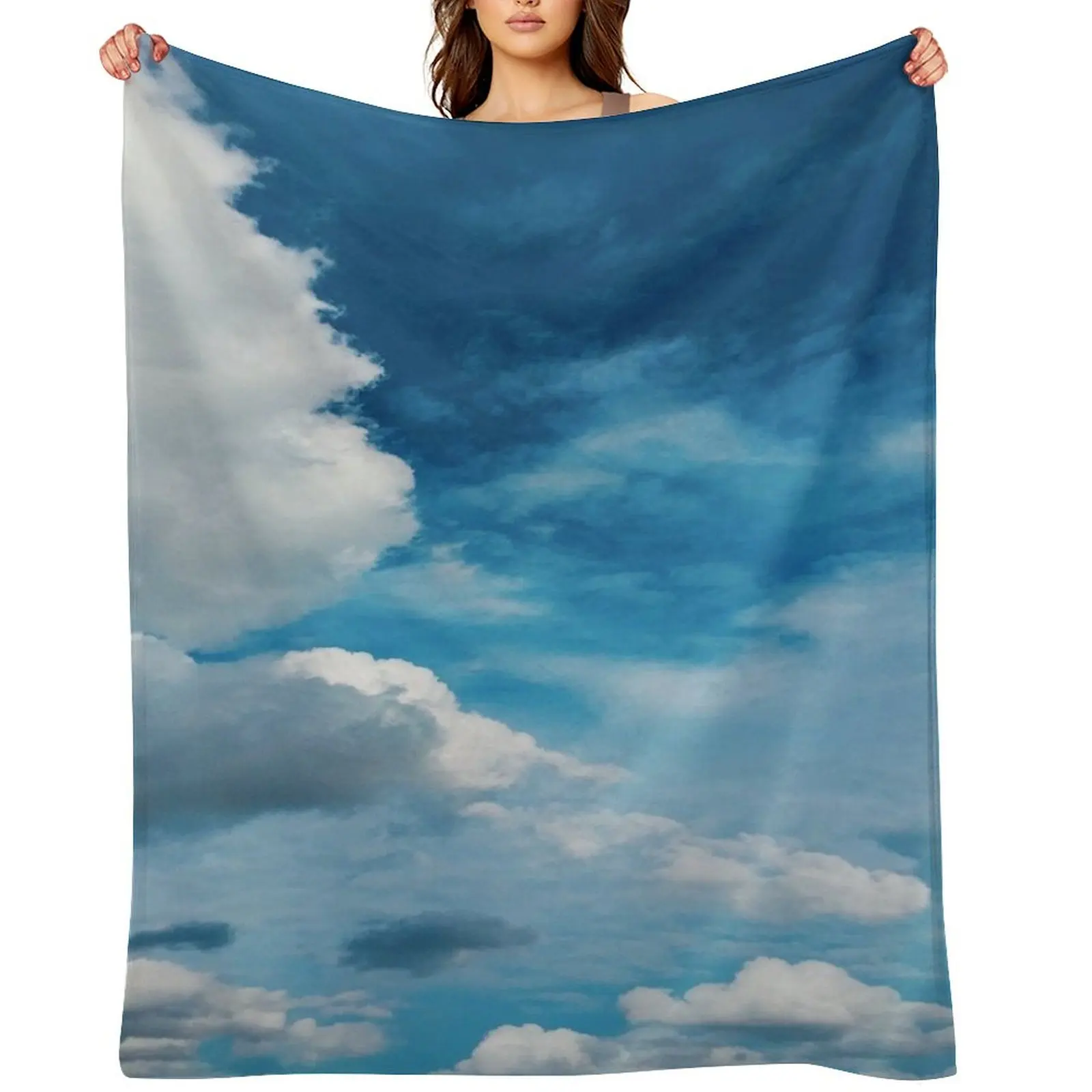 

Blue sky photography series Throw Blanket Flannels Soft Big Nap Summer Blankets