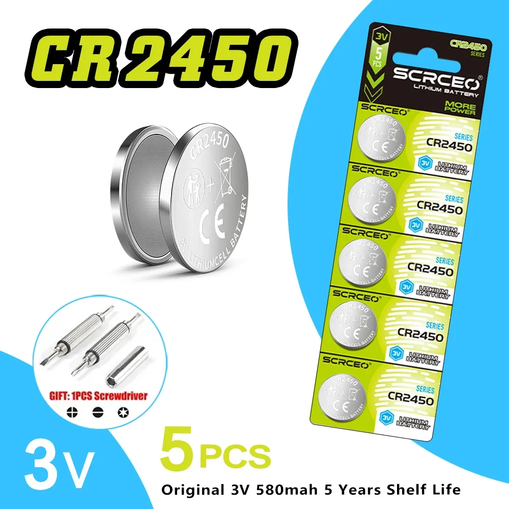Lithium Manganese Dioxide Button Cell Battery CR2450 CR2430 CR2032 CR2025 CR2016 CR1632 1.5V 5PCS For Watch Calculator Use
