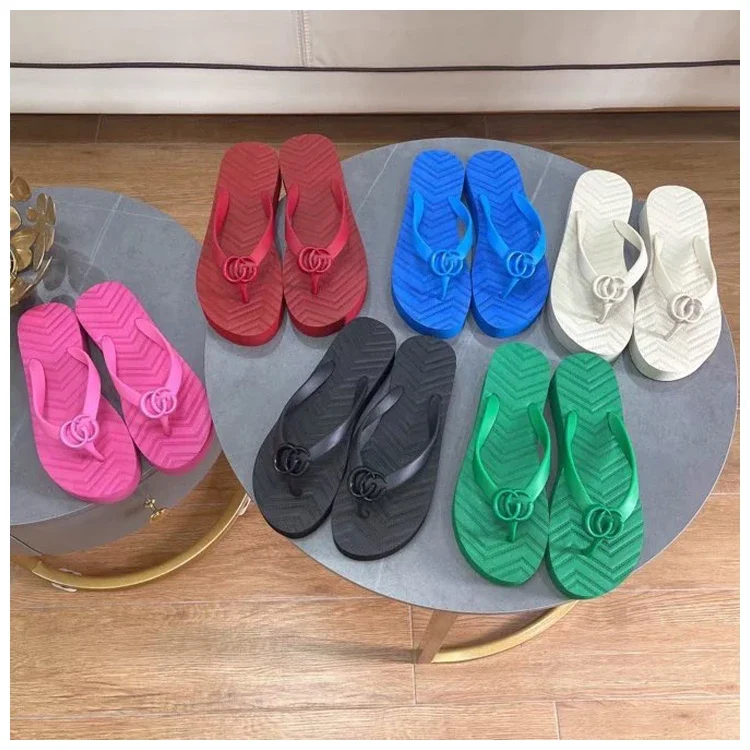 

Rubber flat flip-flops for women with thick sole casual non-slip