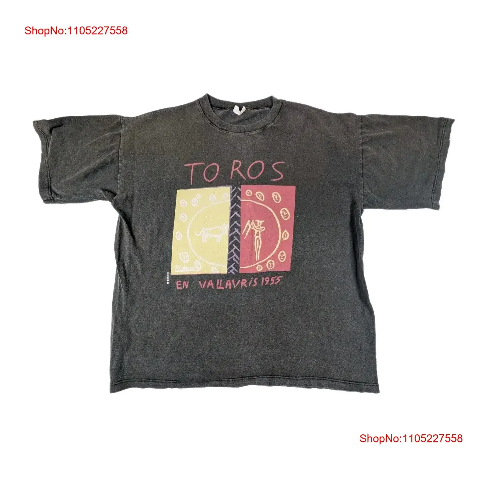 

Vintage Toros Picasso Large XL T Shirt Spadem Art 1994 90s Black vintage Washed homme Casual streetwear Comfortable