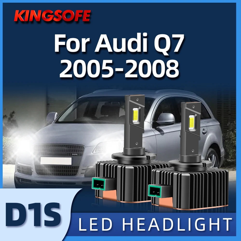 KINGSOFE D1S LED Headlight Xenon Bulb Replacement Plug and Play 6000K White For Audi Q7 2005 2006 2007 2008