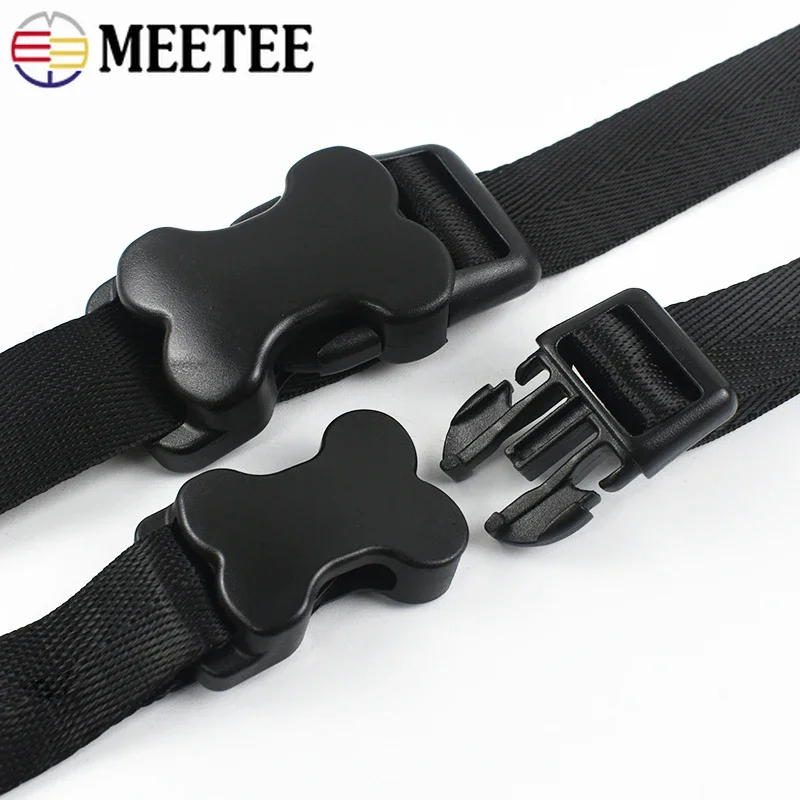 1-10Sets 20/25/32mm Dog Collar Repair Accessories Black Webbing Strap Plastic Release Buckle Bag Tape Adjust Closure Clip Clasp