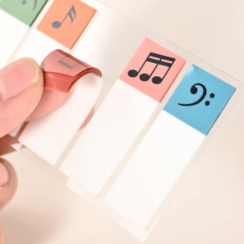 Wholesale 40packs Transparent Musical Note Self-Adhesive Index Tabs Marking Sticky Bookmarks Stationery School Office Supplies
