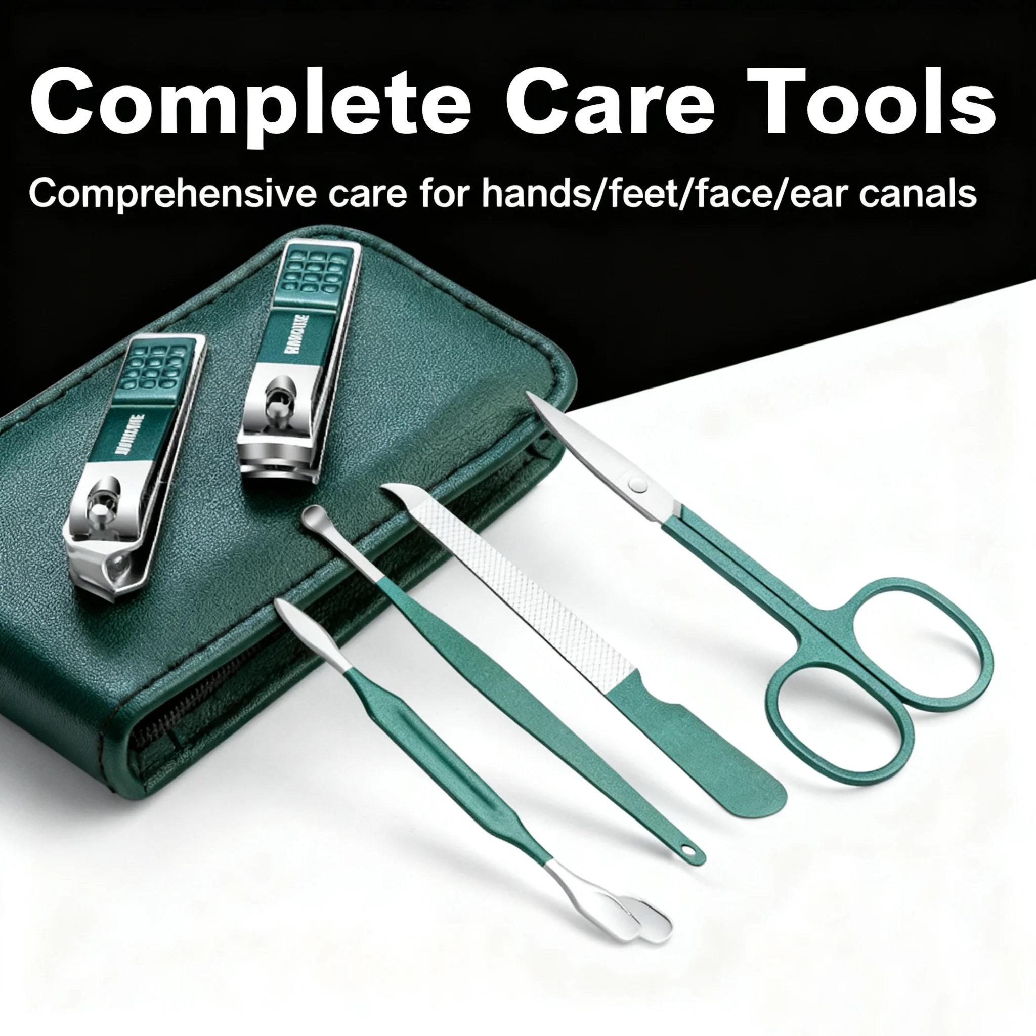 6Pcs Tragbare Maniküre Sets Pediküre Kits Helle Schwarz Nagel Clipper Set Körperpflege Werkzeuge Augenbraue Schere