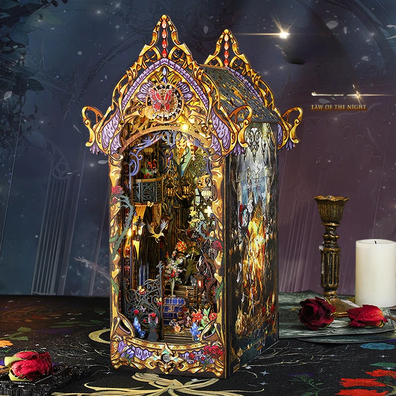 

DIY Book Nook Kit Shelf 3D Wooden Bookshelf Bookends Making Room Toys Home Bedroom Decorations Dollhouse For Christmas Gifts