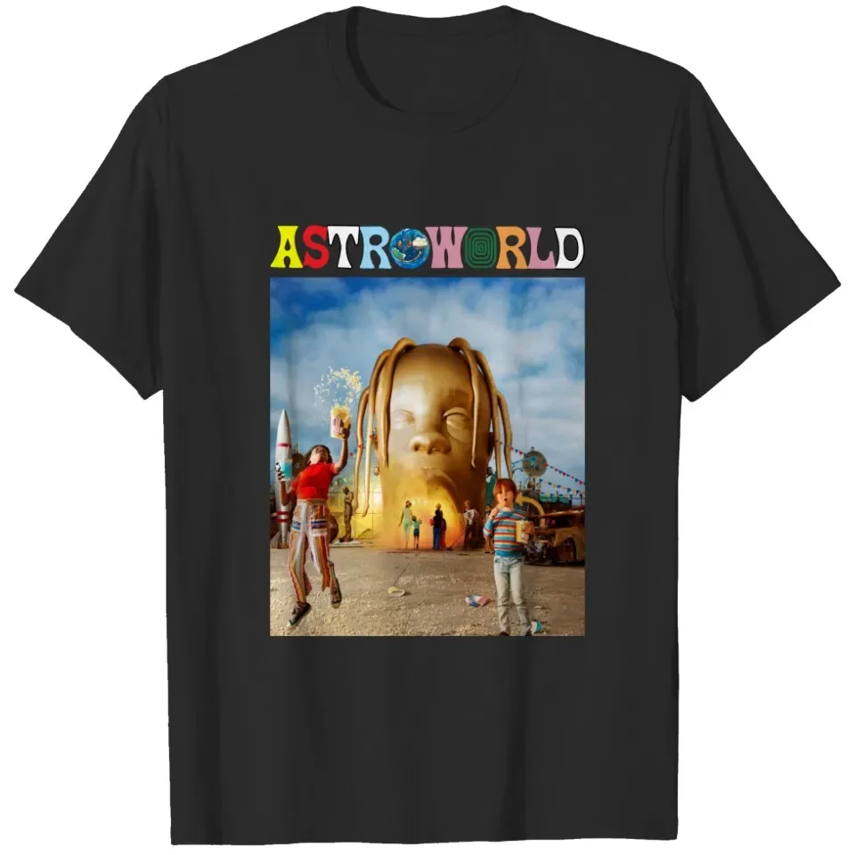 Travis Scott Rapper Graphic Cotton T-shirt Unisex Men Women Hip Hop Welcome To Astroworld Top Casual Short Sleeve Streetwear Tee