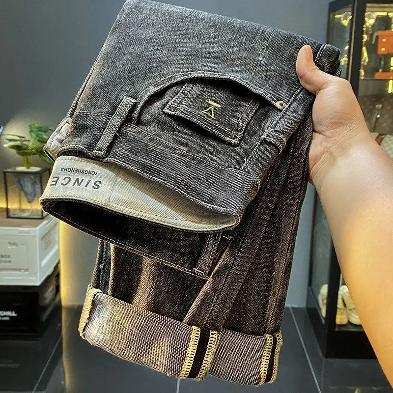 

Джинсы Bla Waed Slim Fit для мужчин: модные прямые брюки свободного кроя для весны и осени, удобные и универсальные, для подростков