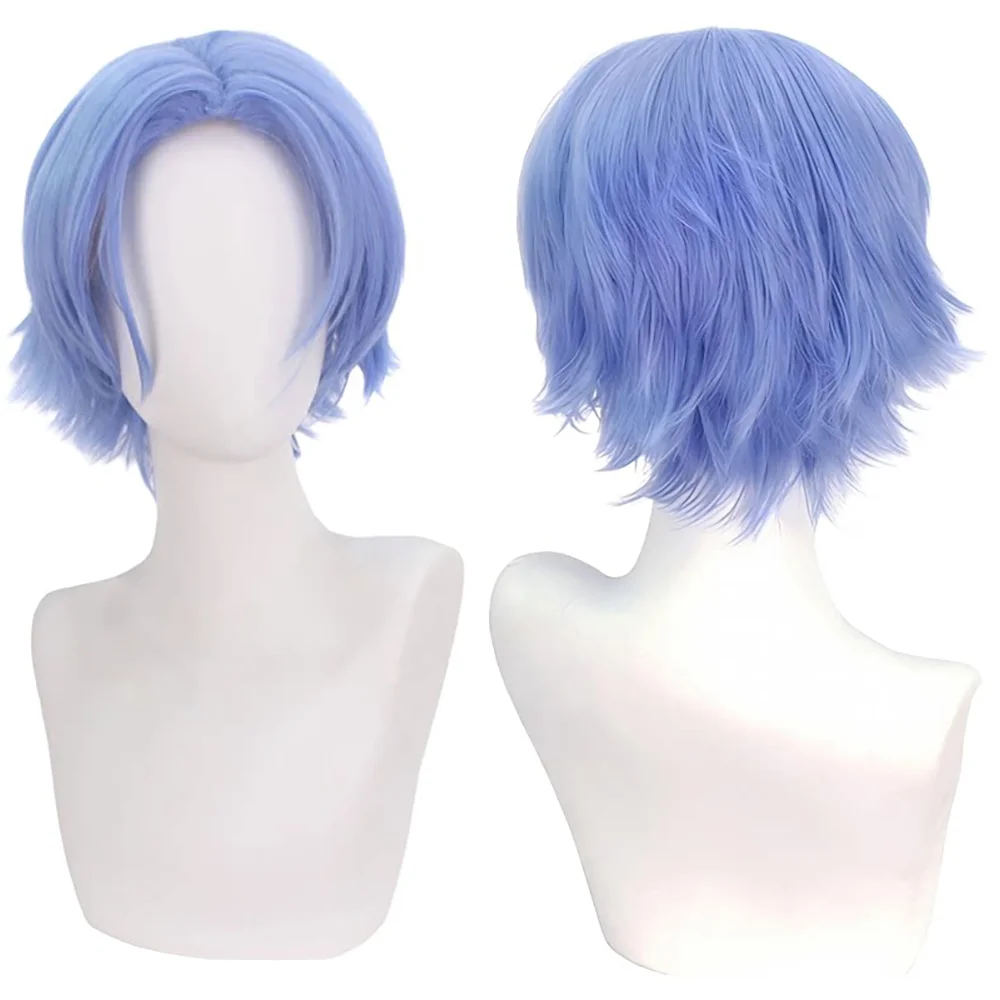 

Langa Hasegawa Cosplay Wig Short Ice Blue Layered Heat Resistant Synthetic Hair Anime Wig For Men Women Halloween Party Daily