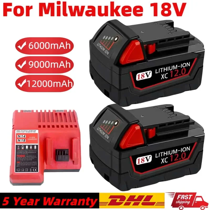 Original 18650 аккумуляторы 18V 12.0Ah Replacement for Milwaukee M18 XC 48-11-1860 48-11-1850 48-11-1840 tools Lithium Battery