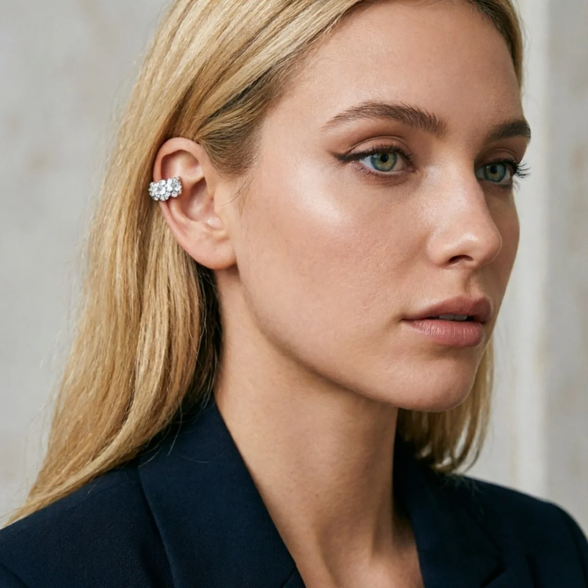 1 Stück Elegante Glänzende Zirkon-Blumen-Ohrklemmen für Damen und Herren Minimalistische Geometrische Blumen-Ohrmanschetten Ohne Piercing Schmuck – Detail 11