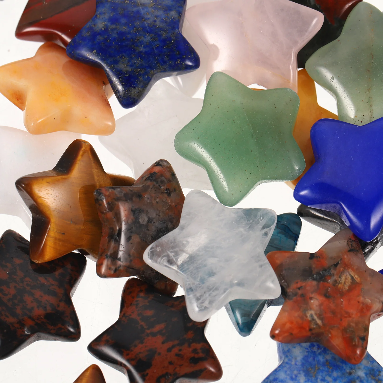 

30pcs Crystal Five Pointed Star Ornament Smooth Stones Decorative Adornment for Home Office Desktop Bar Bedroom