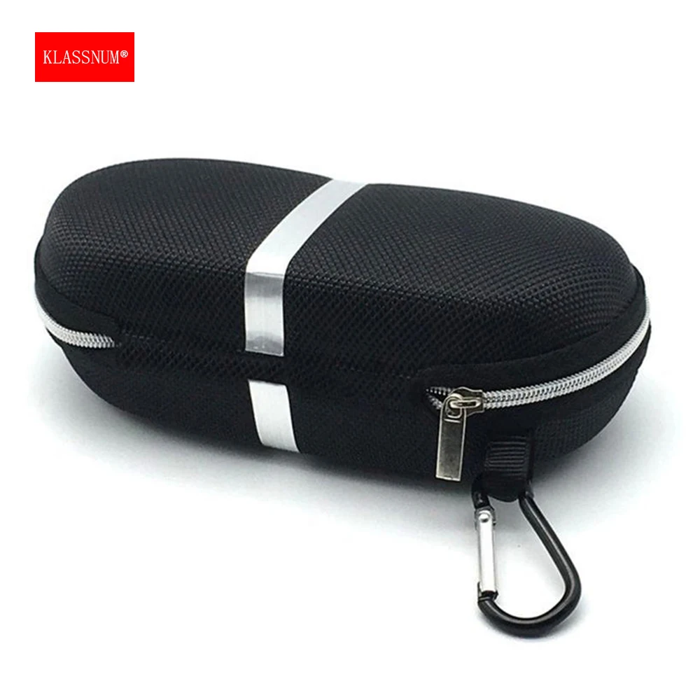 KLASSNUM Large Glasses Case With Hook Sunglasses Protective Hard Cover Reading Glasses Portable Sunglasses Box Accessories Black