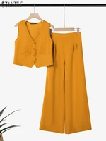 ZANZEA Street Fashion Women 2 Pieces Sets Elegant Vest Tops Wide Leg Pants 2pcs Suits Outfit Office Lady Solid Color Pant Sets - Image 4