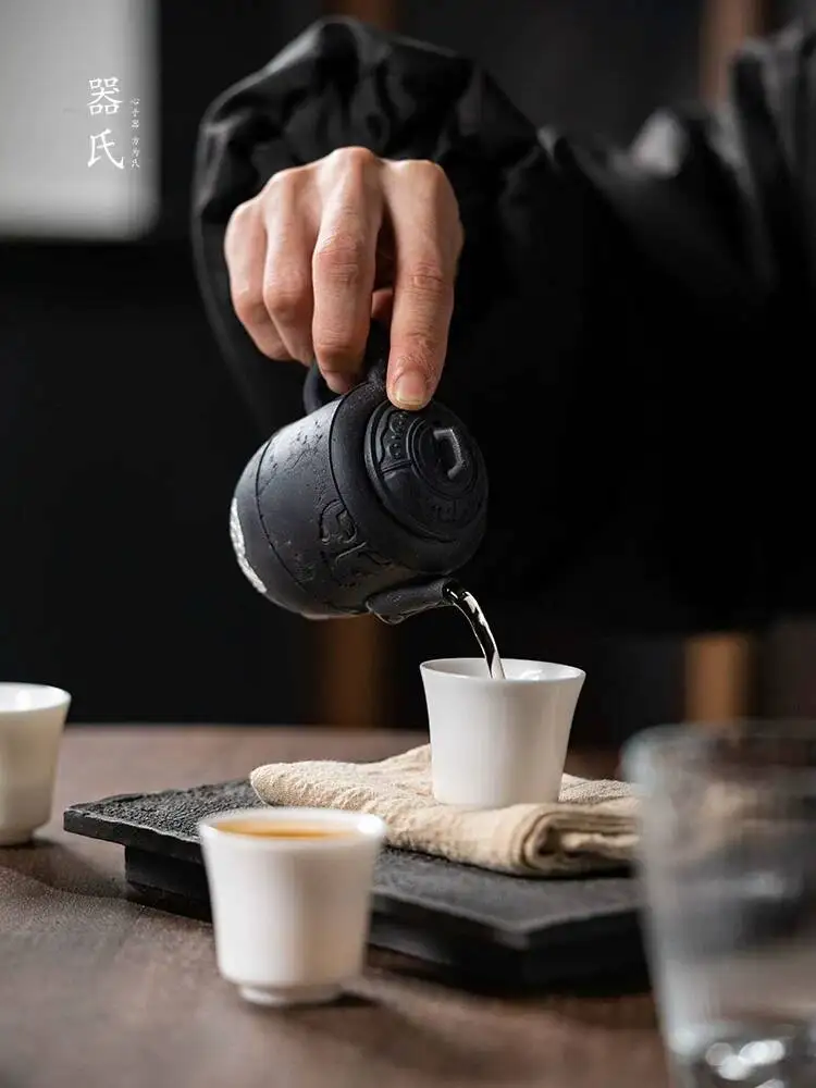 Qishi Jishan Ceramic Pine Smoke Teapot Single Teapot For Home Use Kung Fu Tea Set