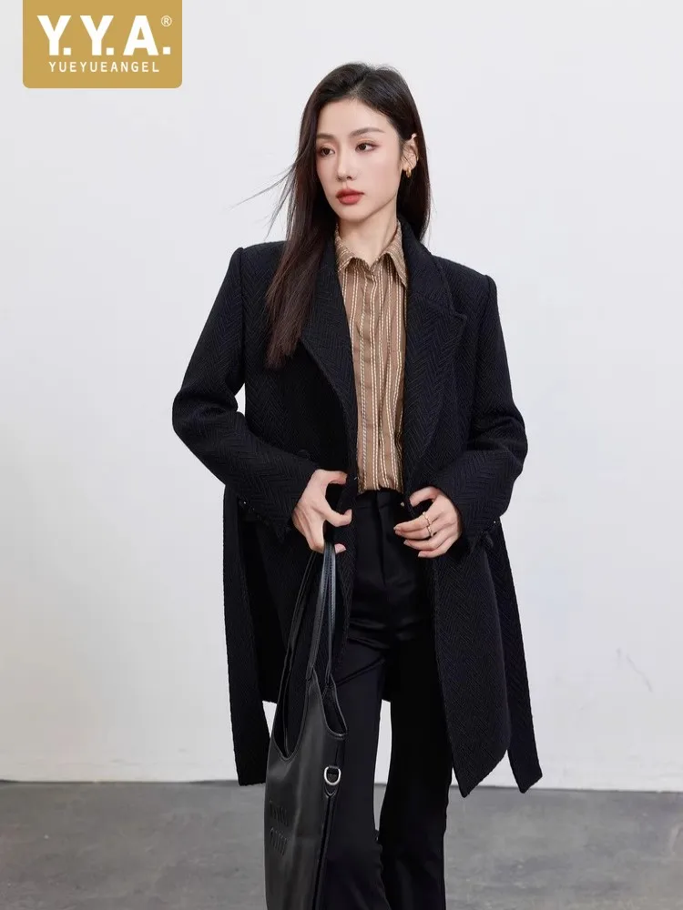 

Осень-зима женские пиджаки толстый пиджак на шнуровке приталенная верхняя одежда средней длины двубортное офисное женское праздничное пальто