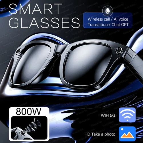 Gafas inteligentes AI 2025 con cámara de 8MP, grabación de vídeo, más de 100 idiomas, gafas de sol con traducción, Bluetooth, llamadas, reproducción de música, hombres y mujeres