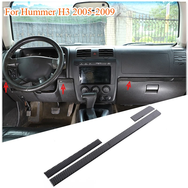 

Fit For Hummer H3 2005-2009 Soft Carbon Fiber Car Center Dashboard Both Sides Decorative Strips Sticker Interior Car Accessories