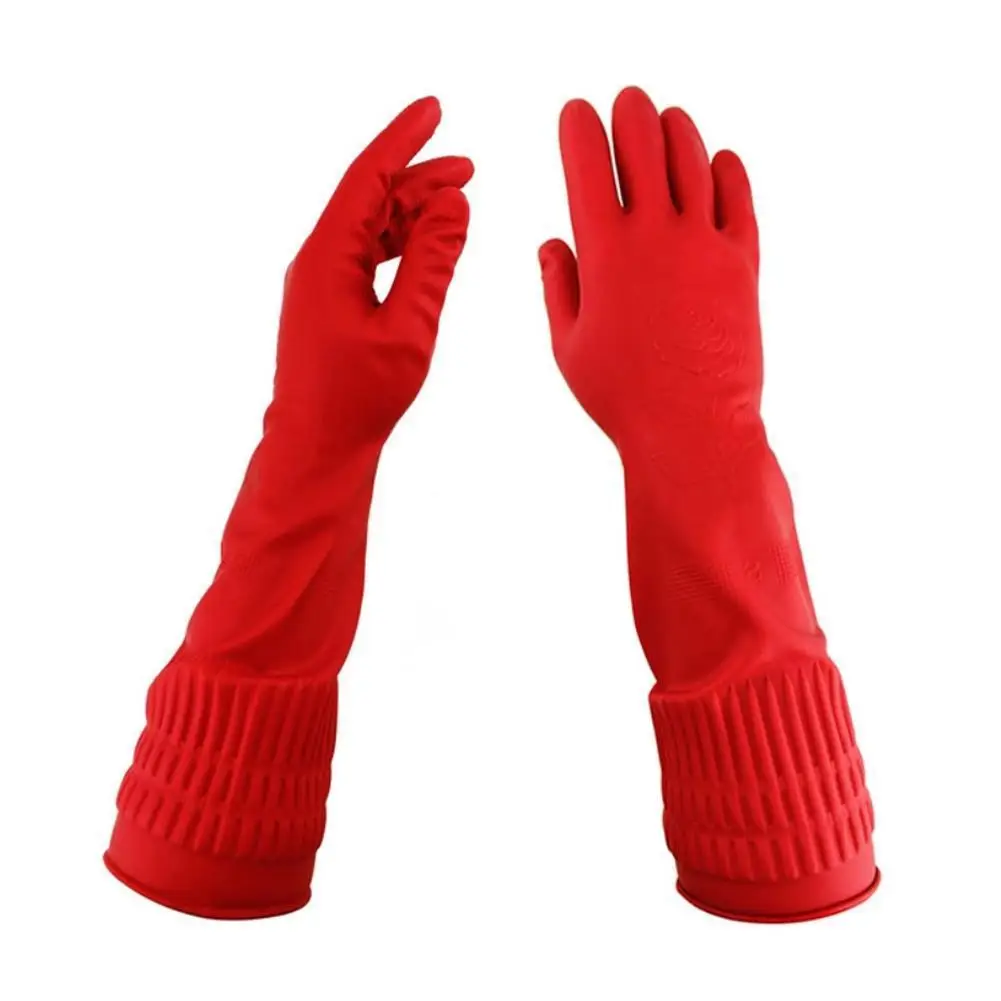 Kitchen Gloves Washing Dishes Cleaning Washing Red Long Rubber Sleeve Waterproof Latex Tool Gloves Gloves