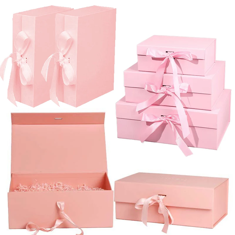1 ensemble boîte-cadeau ruban rose 3 tailles disponibles boîte-cadeau Lafite herbe carte de voeux Festival fête mariage Souvenir paquet ensemble ZYF