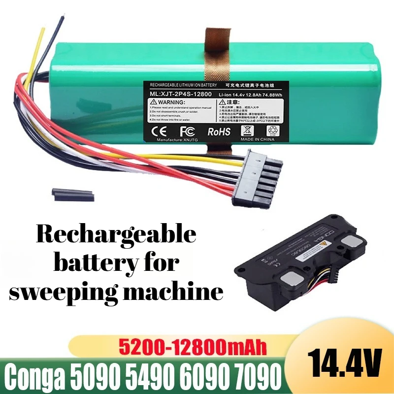 

Сменный аккумулятор для CECOTEC CONGA 5090 5490 6090 7090 14,4 В 12800 мАч, литий-ионный аккумулятор большой емкости для робота-пылесоса